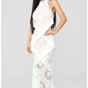 Beautiful crochet white tassel dress